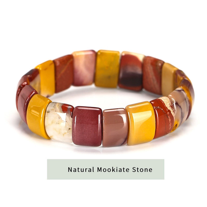 JD Colorful Tiger Eyes Natural Stone Beads Bangles & Bracelets Handmade Mookiate Stone Jewelry Energy Bracelet for Women or Men