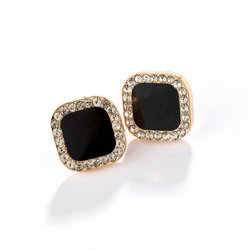 Personality Black Geometric Compact And Simple Net Red Temperament Earrings Rhinestones All-match Women's Gift Earrings Jewelry