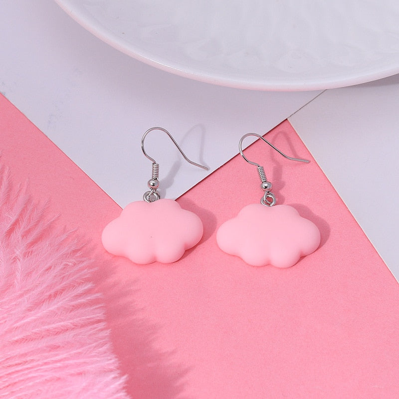 New Cute Duck White Cloud Stud Earrings Rainbow Delicate Clouds for Women Girls Ear Jewelry Wholesale Gifts Frog
