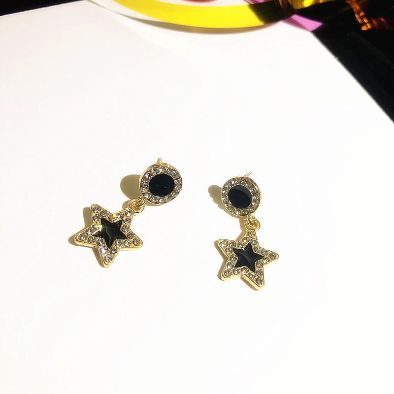 Personality Black Geometric Compact And Simple Net Red Temperament Earrings Rhinestones All-match Women's Gift Earrings Jewelry