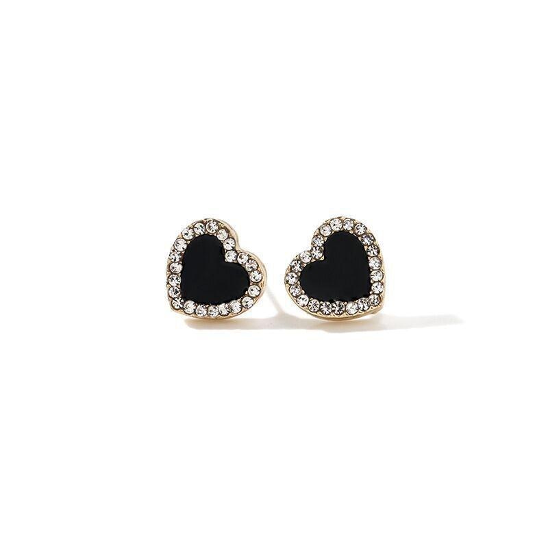 Personality Black Geometric Compact And Simple Net Red Temperament Earrings Rhinestones All-match Women's Gift Earrings Jewelry