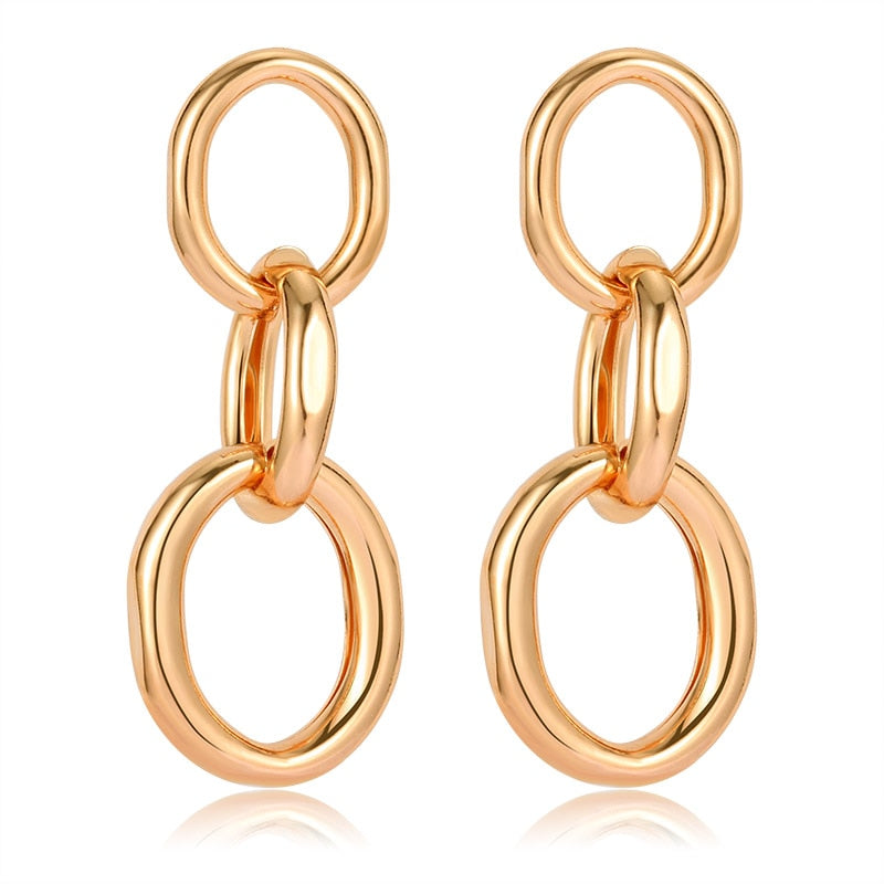 Women's Earrings Gold Unusual hoop Earrings for women Korean Vintage Geometry Metal Earrings 2021 Trendy Fashion Female Jewelry