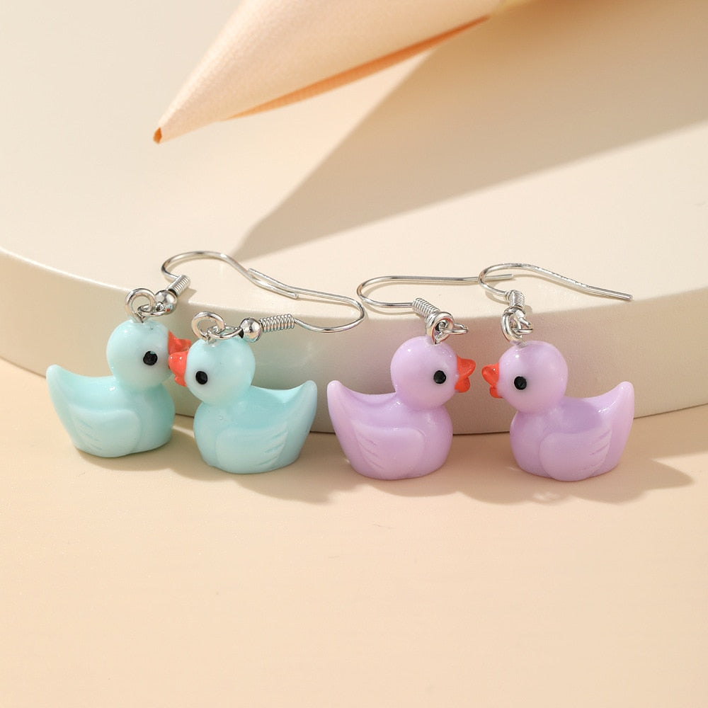 New Cute Duck White Cloud Stud Earrings Rainbow Delicate Clouds for Women Girls Ear Jewelry Wholesale Gifts Frog