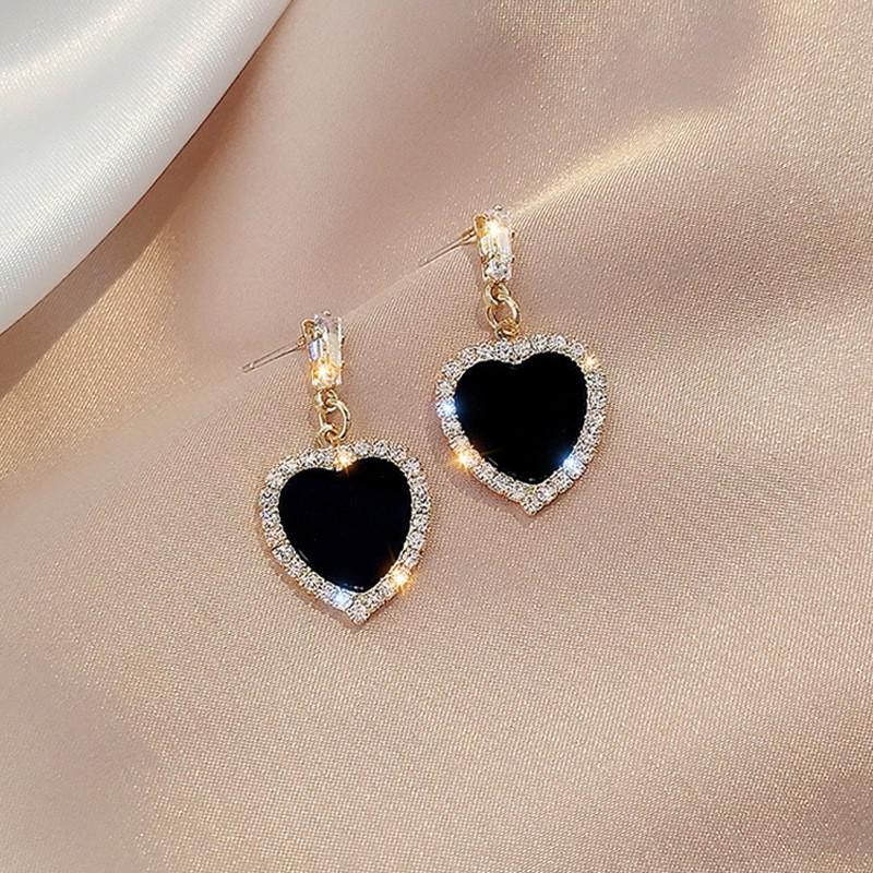 Personality Black Geometric Compact And Simple Net Red Temperament Earrings Rhinestones All-match Women's Gift Earrings Jewelry