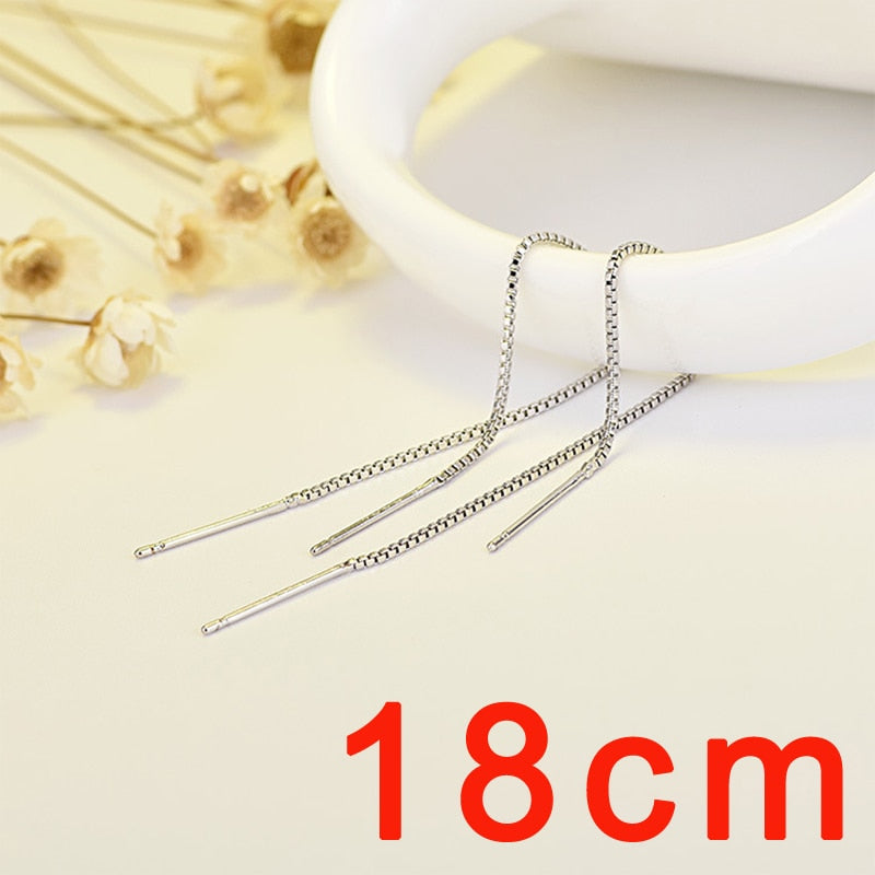 New Minimalist Silver Color Chain Long Tassel Drop Earring For Women Statement Dangle Earrings Personality Ear Line Jewelry Gift