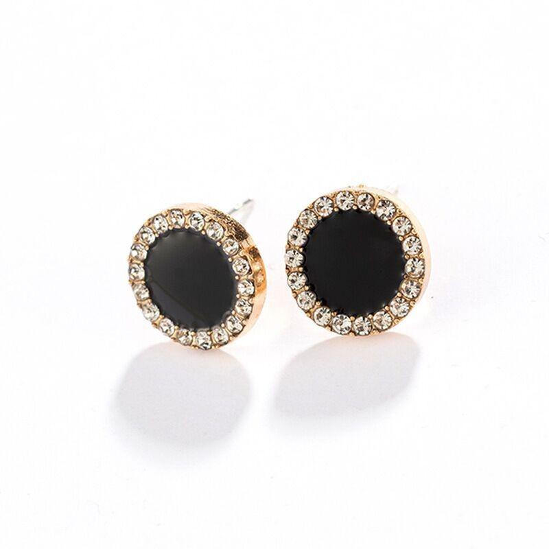 Personality Black Geometric Compact And Simple Net Red Temperament Earrings Rhinestones All-match Women's Gift Earrings Jewelry