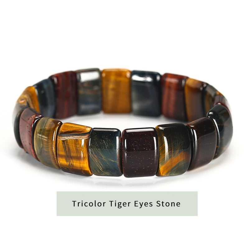 JD Colorful Tiger Eyes Natural Stone Beads Bangles & Bracelets Handmade Mookiate Stone Jewelry Energy Bracelet for Women or Men