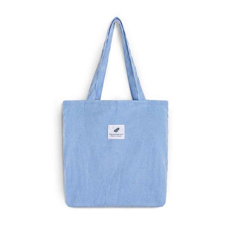 Women Corduroy Canvas Tote Handbag Female Cloth Shoulder Bags Young Ladies Casual Shopping Bag Girls Reusable Folding Bags