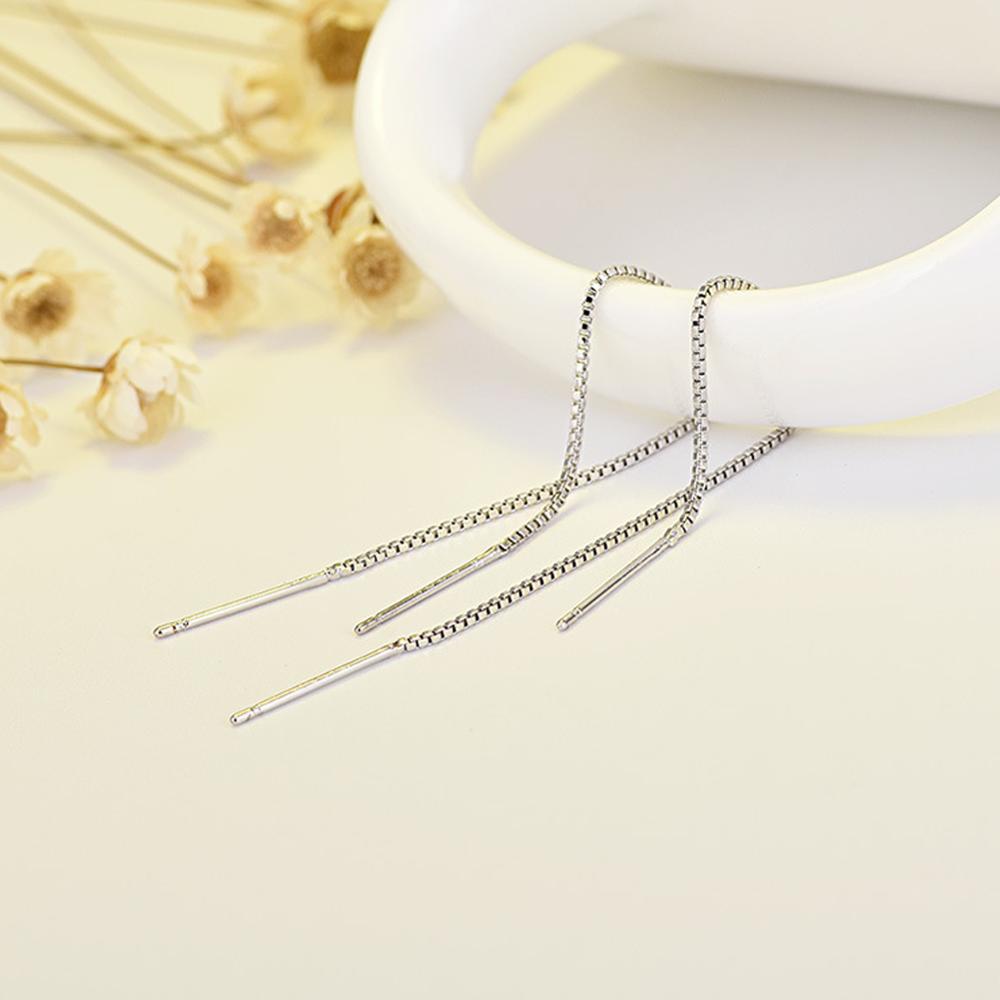 New Minimalist Silver Color Chain Long Tassel Drop Earring For Women Statement Dangle Earrings Personality Ear Line Jewelry Gift