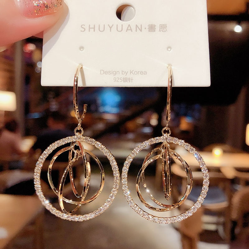 South Korea web celebrity super fairy temperament elegant Hyun fashion fashion earrings delicate purple flowers rose earrings