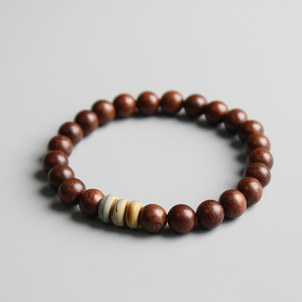 Wholesale Tibetan Buddhism Mala Prayer beads Handmade Lampwork Natural Wood Beads Stretch Bracelets Unisex Ethnic Jewelry Unique