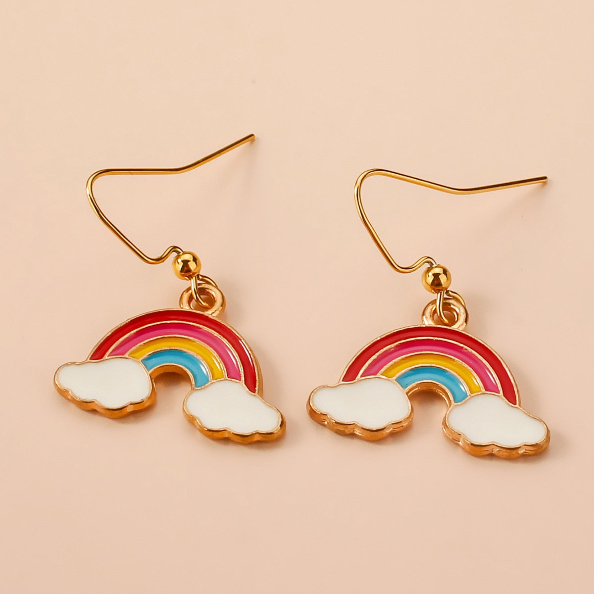 New Cute Duck White Cloud Stud Earrings Rainbow Delicate Clouds for Women Girls Ear Jewelry Wholesale Gifts Frog
