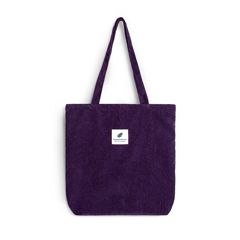 Women Corduroy Canvas Tote Handbag Female Cloth Shoulder Bags Young Ladies Casual Shopping Bag Girls Reusable Folding Bags