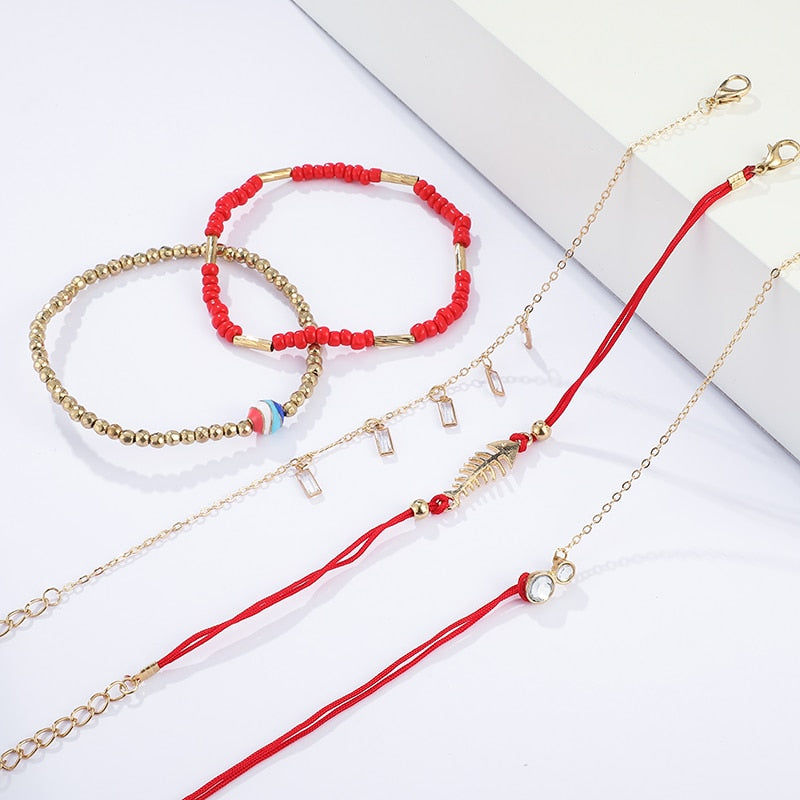 Tocona 30 Styles Bohemian Bracelet Set for women Shell Star Map Pineapple Heart Natural stone Beads chains Bangle Boho Jewelry
