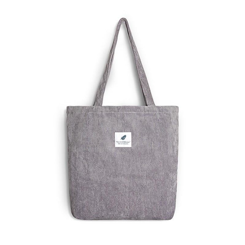 Women Corduroy Canvas Tote Handbag Female Cloth Shoulder Bags Young Ladies Casual Shopping Bag Girls Reusable Folding Bags