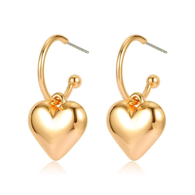 Women's Earrings Gold Unusual hoop Earrings for women Korean Vintage Geometry Metal Earrings 2021 Trendy Fashion Female Jewelry
