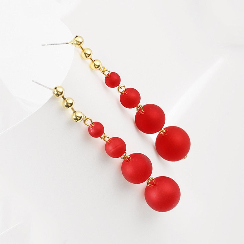 S925 Japan and South Korea new analog red peacock pearl tassel female earrings 2021 Spring Festival gift jewelry