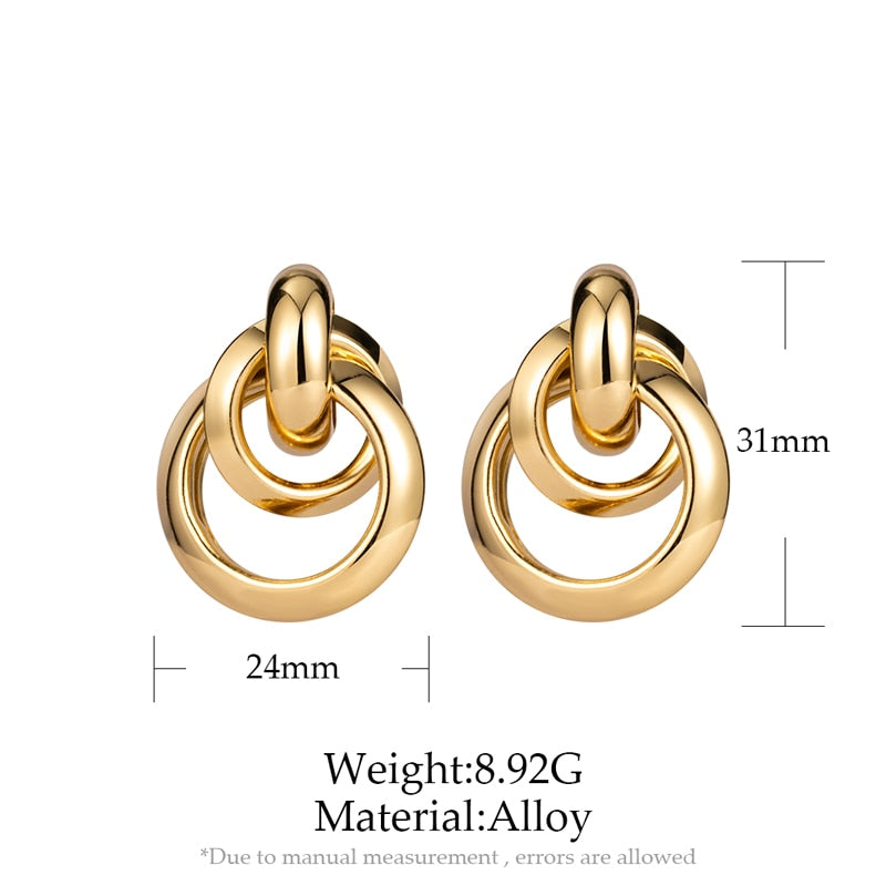 Women's Earrings Gold Unusual hoop Earrings for women Korean Vintage Geometry Metal Earrings 2021 Trendy Fashion Female Jewelry
