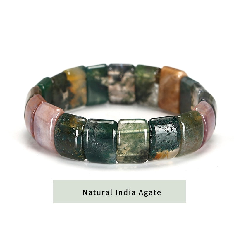 JD Colorful Tiger Eyes Natural Stone Beads Bangles & Bracelets Handmade Mookiate Stone Jewelry Energy Bracelet for Women or Men