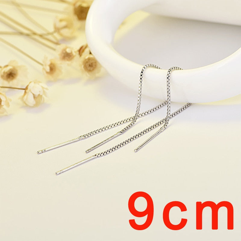 New Minimalist Silver Color Chain Long Tassel Drop Earring For Women Statement Dangle Earrings Personality Ear Line Jewelry Gift