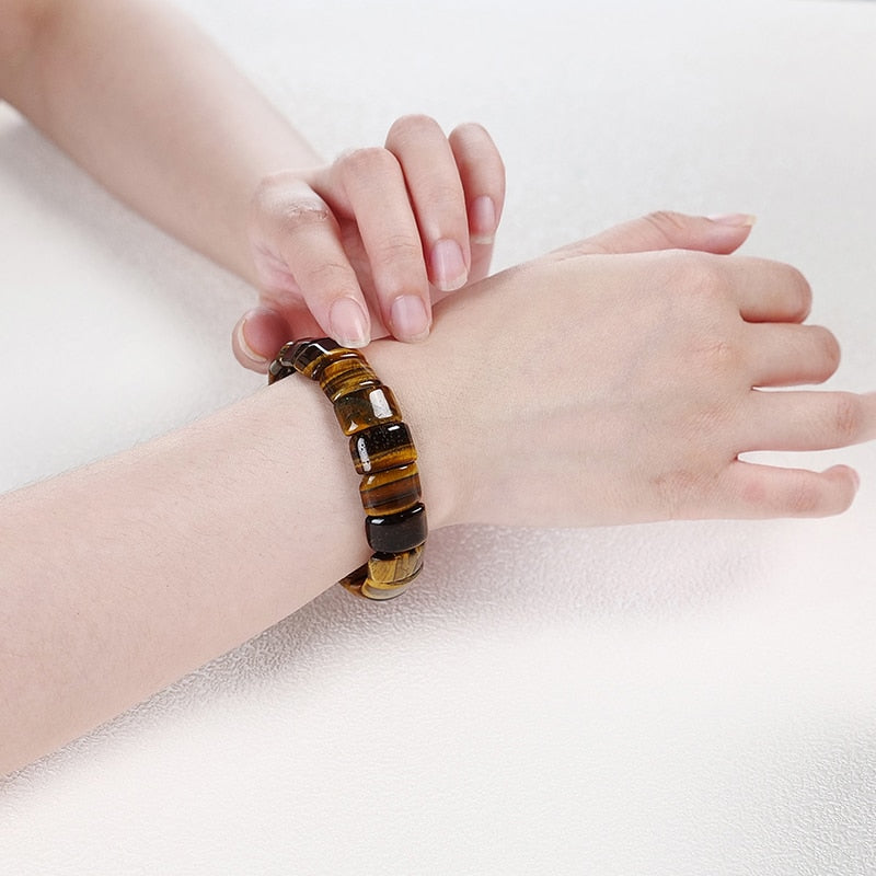 JD Colorful Tiger Eyes Natural Stone Beads Bangles & Bracelets Handmade Mookiate Stone Jewelry Energy Bracelet for Women or Men