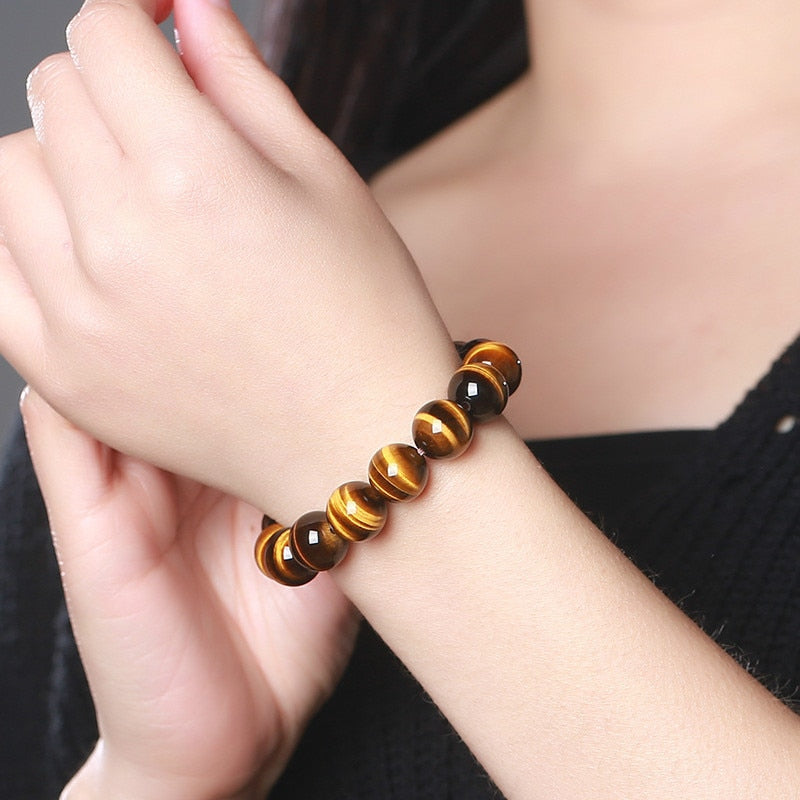5A Natural Stone Tiger's Eye Bracelets & Bangle for Women Men Strand Charm Bracelets Gift Beads Bracelets Accessories