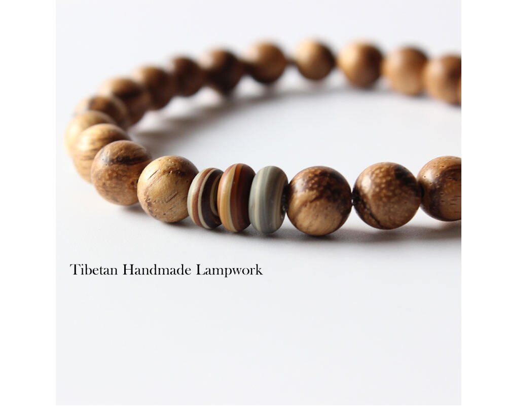 Wholesale Tibetan Buddhism Mala Prayer beads Handmade Lampwork Natural Wood Beads Stretch Bracelets Unisex Ethnic Jewelry Unique