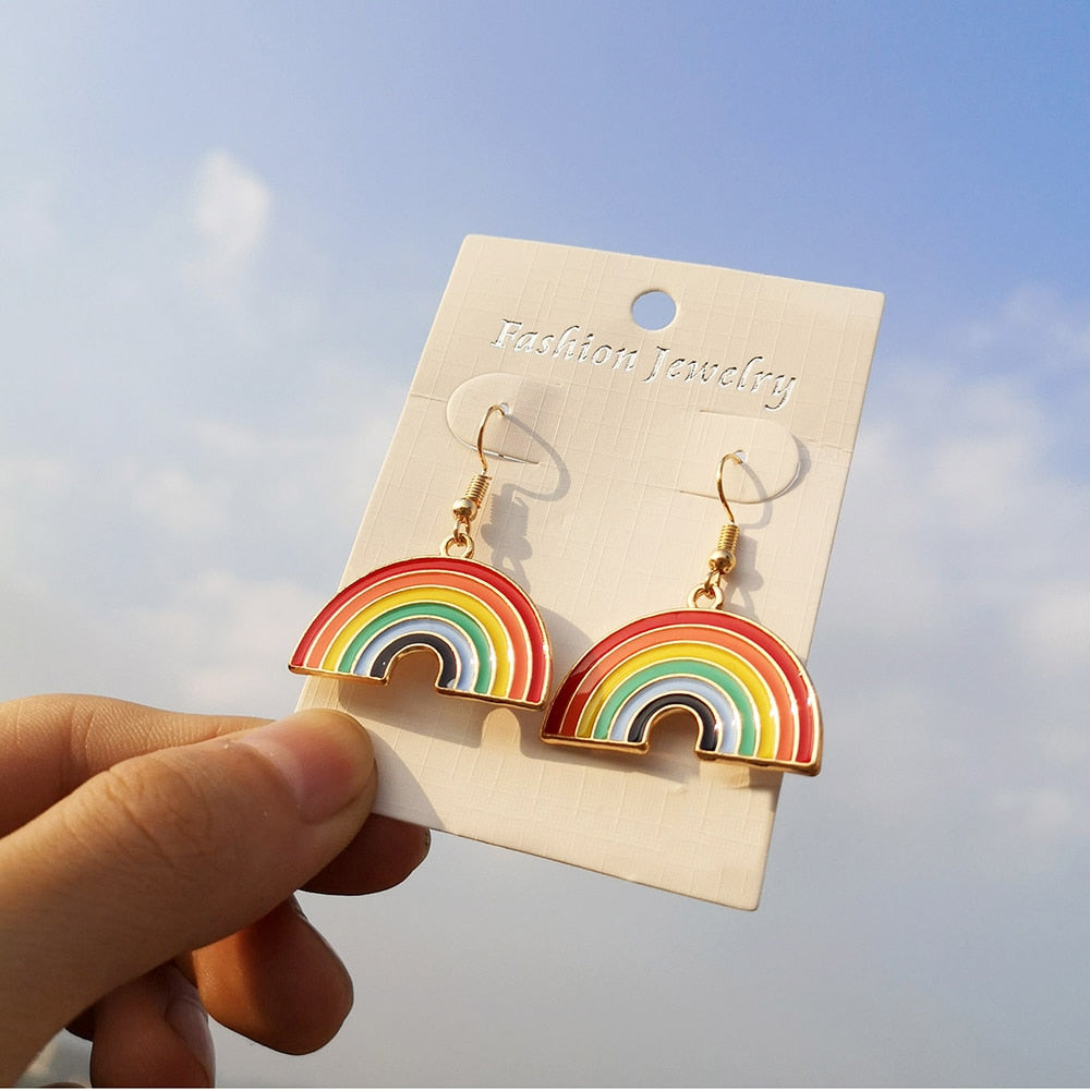 New Cute Duck White Cloud Stud Earrings Rainbow Delicate Clouds for Women Girls Ear Jewelry Wholesale Gifts Frog