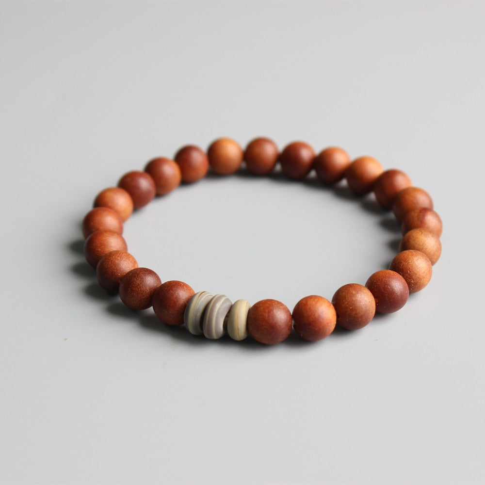 Wholesale Tibetan Buddhism Mala Prayer beads Handmade Lampwork Natural Wood Beads Stretch Bracelets Unisex Ethnic Jewelry Unique