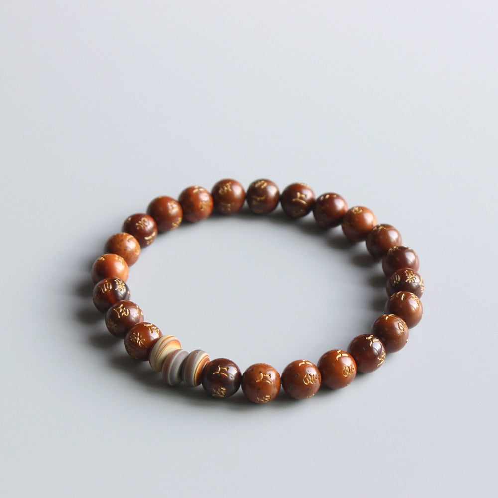 Wholesale Tibetan Buddhism Mala Prayer beads Handmade Lampwork Natural Wood Beads Stretch Bracelets Unisex Ethnic Jewelry Unique