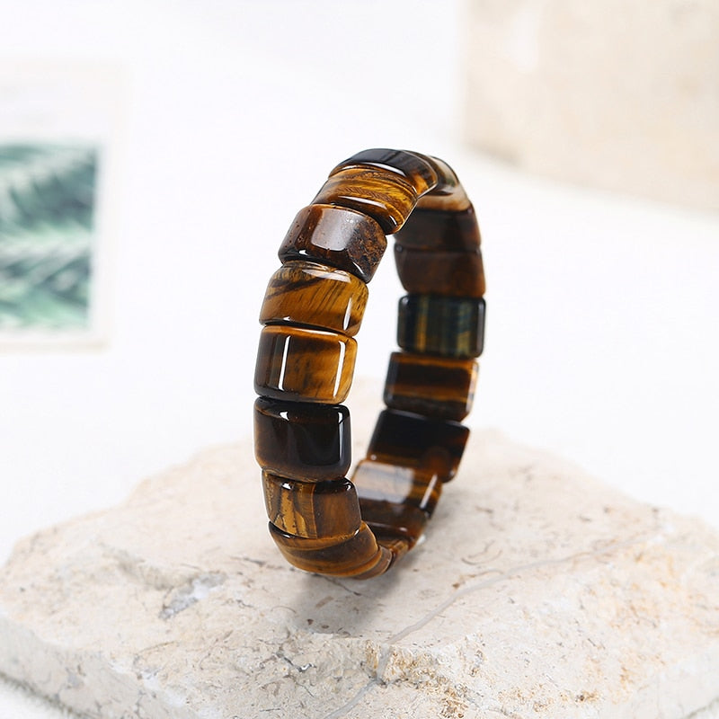 JD Colorful Tiger Eyes Natural Stone Beads Bangles & Bracelets Handmade Mookiate Stone Jewelry Energy Bracelet for Women or Men