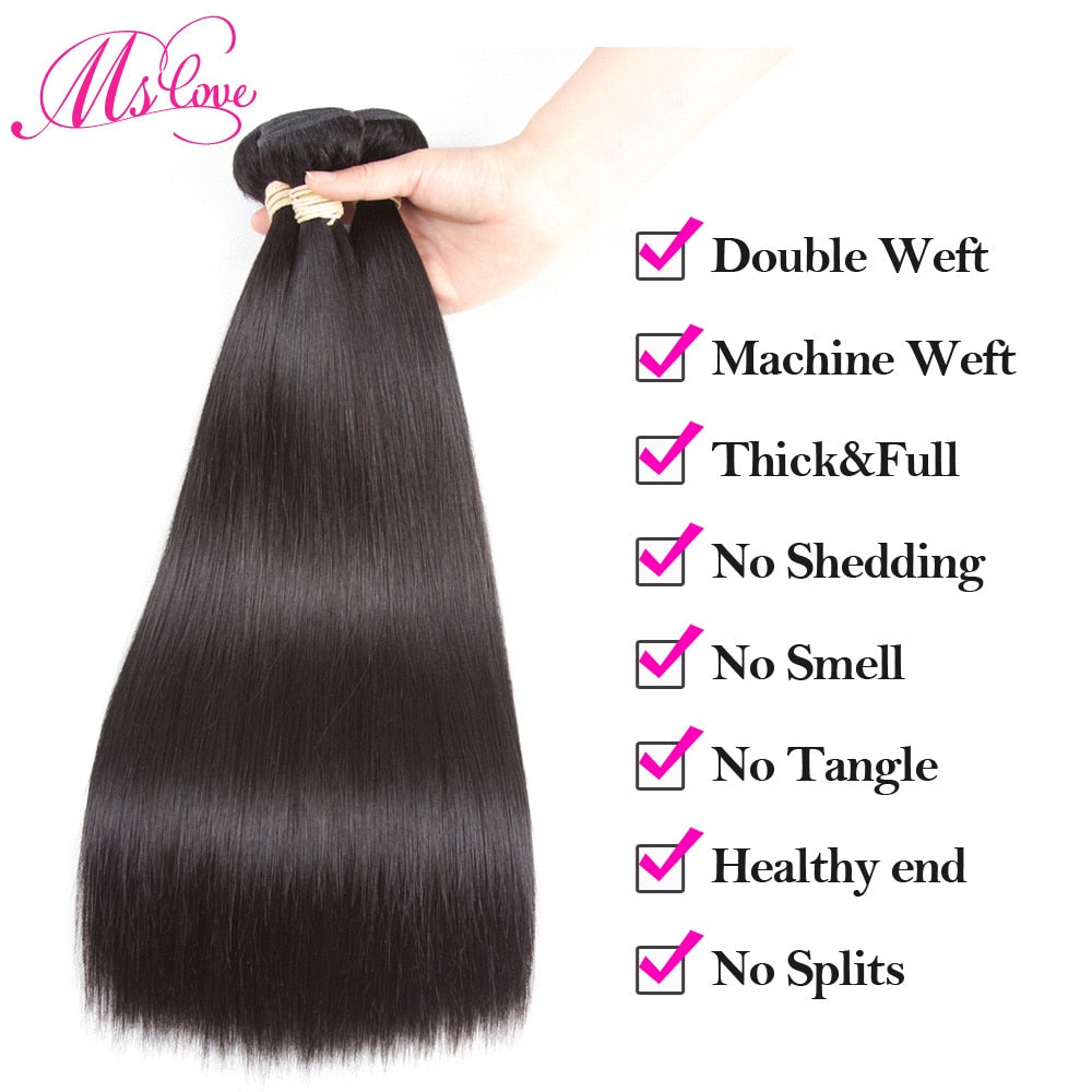 Straight Hair Bundles With Frontal 13x4 Lace Closure Brazilian Hair Weave Bundles 32 34 36 Human Hair 3 4 Bundles With Closure