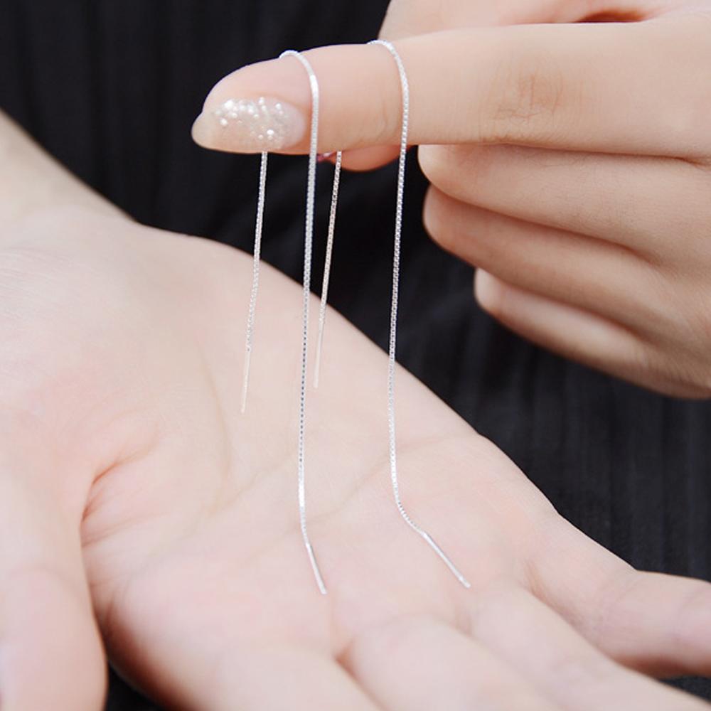 New Minimalist Silver Color Chain Long Tassel Drop Earring For Women Statement Dangle Earrings Personality Ear Line Jewelry Gift