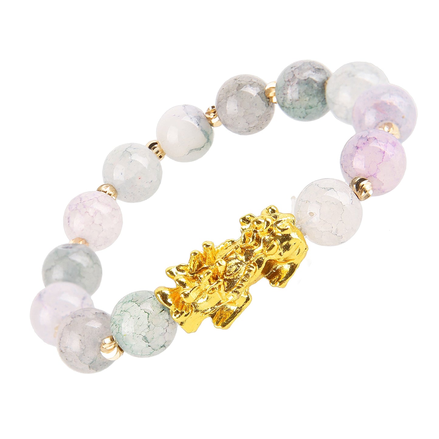 Stone Beads Bracelet Men Women Unisex Chinese Feng Shui Pi Xiu Obsidian Wristband Gold Wealth & Good Luck Pixiu Women Bracelets