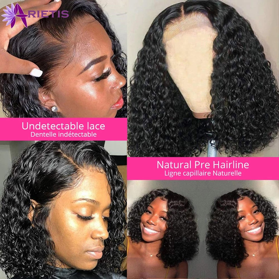 Pixie Cut Wig Human Hair Curly Bob Wig Lace Front Human Hair Wigs For Women Preplucked HD Lace Fontal Wig Remy 4x4 Closure Wig