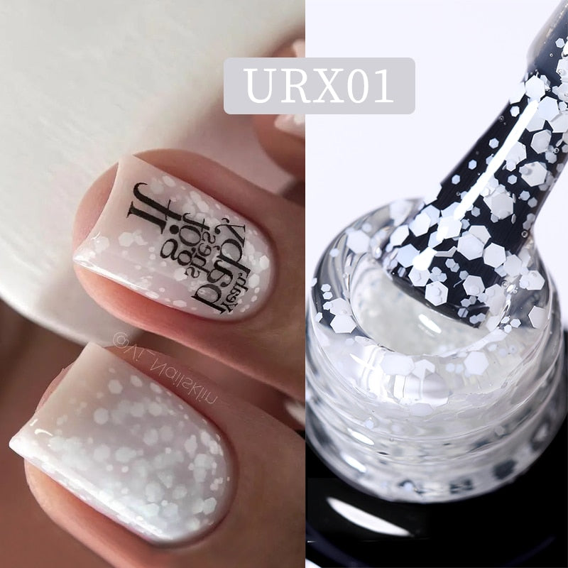 UR SUGAR 7ml Snowflakes Gel Nail Polish Varnish Glitter White Sequins Soak Off UV LED Semi Permanent Nail Art Design