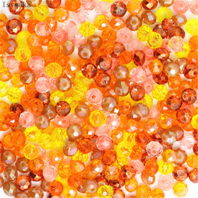 Isywaka Pink Multicolor 4*6mm 50pcs Rondelle Austria faceted Crystal Glass Beads Loose Spacer Round Beads for Jewelry Making