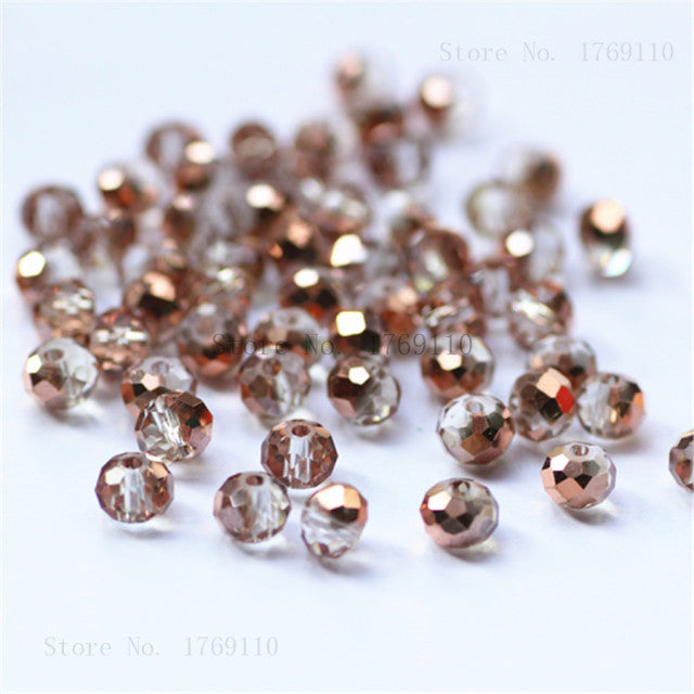 Isywaka Pink Multicolor 4*6mm 50pcs Rondelle Austria faceted Crystal Glass Beads Loose Spacer Round Beads for Jewelry Making
