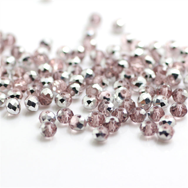 Isywaka Pink Multicolor 4*6mm 50pcs Rondelle Austria faceted Crystal Glass Beads Loose Spacer Round Beads for Jewelry Making