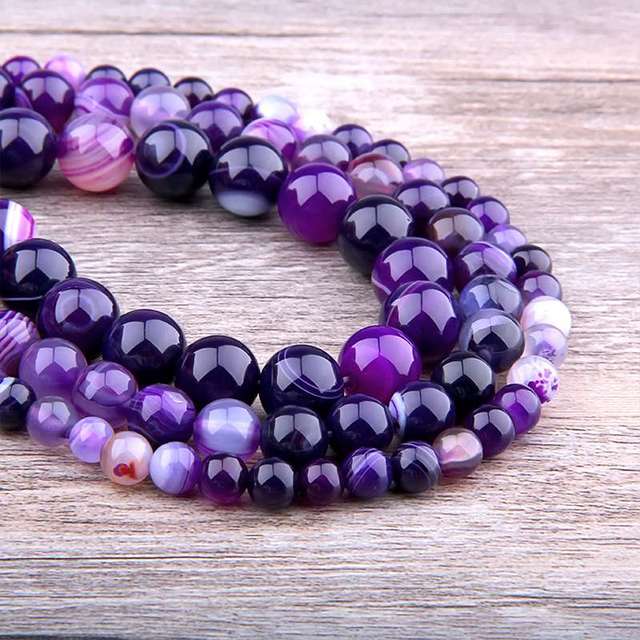 Natural orange agates Stone Beads Smooth Striped Agates Round stone loose spacer beads For Jewelry Making Diy Bracelets handmade