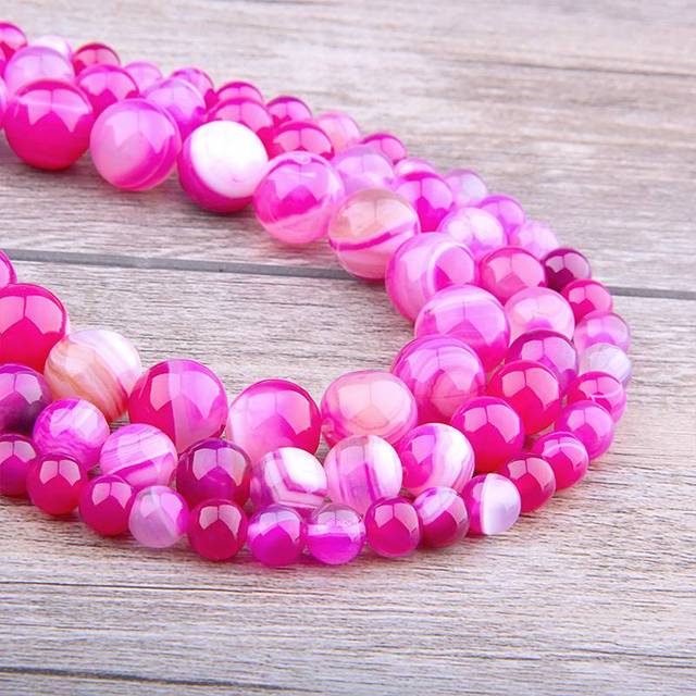Natural orange agates Stone Beads Smooth Striped Agates Round stone loose spacer beads For Jewelry Making Diy Bracelets handmade