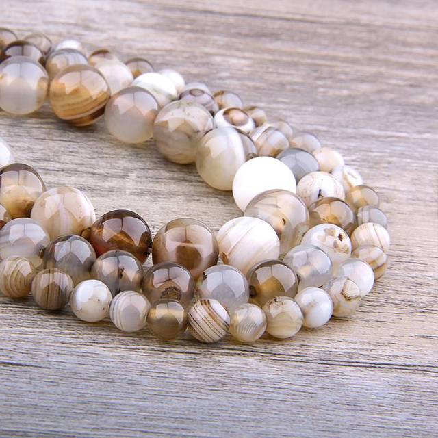 Natural orange agates Stone Beads Smooth Striped Agates Round stone loose spacer beads For Jewelry Making Diy Bracelets handmade