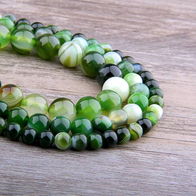 Natural orange agates Stone Beads Smooth Striped Agates Round stone loose spacer beads For Jewelry Making Diy Bracelets handmade