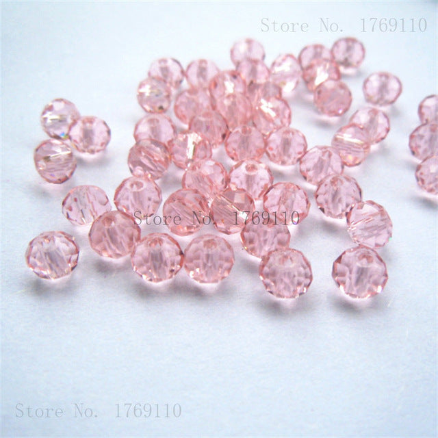Isywaka Light Blue Colors 4*6mm 50pcs Rondelle Austria faceted Crystal Glass Beads Loose Spacer Round Beads for Jewelry Making