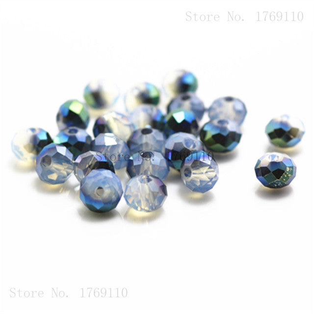 Isywaka Light Blue Colors 4*6mm 50pcs Rondelle Austria faceted Crystal Glass Beads Loose Spacer Round Beads for Jewelry Making