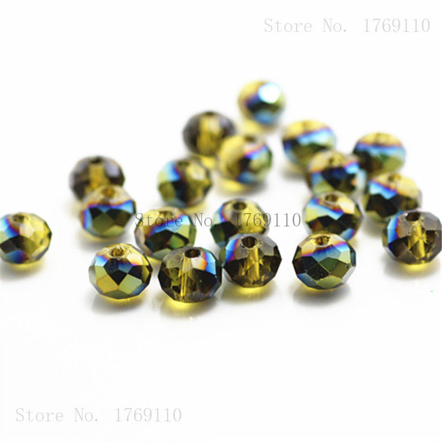 Isywaka Light Blue Colors 4*6mm 50pcs Rondelle Austria faceted Crystal Glass Beads Loose Spacer Round Beads for Jewelry Making