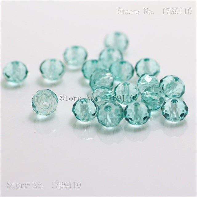 Isywaka Light Blue Colors 4*6mm 50pcs Rondelle Austria faceted Crystal Glass Beads Loose Spacer Round Beads for Jewelry Making
