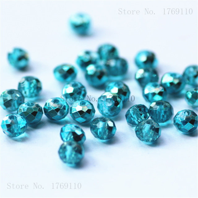 Isywaka Light Blue Colors 4*6mm 50pcs Rondelle Austria faceted Crystal Glass Beads Loose Spacer Round Beads for Jewelry Making