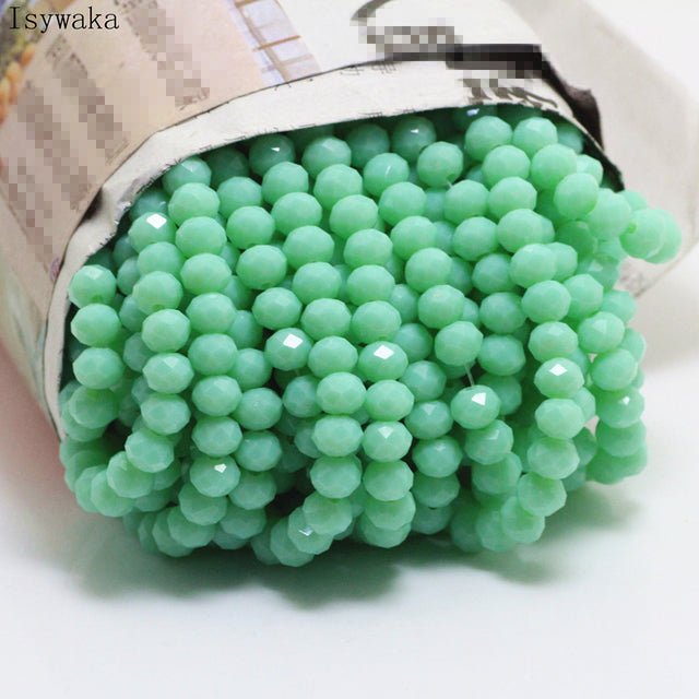 Isywaka Pink Multicolor 4*6mm 50pcs Rondelle Austria faceted Crystal Glass Beads Loose Spacer Round Beads for Jewelry Making
