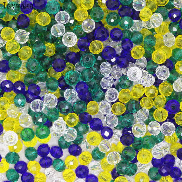 Isywaka Pink Multicolor 4*6mm 50pcs Rondelle Austria faceted Crystal Glass Beads Loose Spacer Round Beads for Jewelry Making